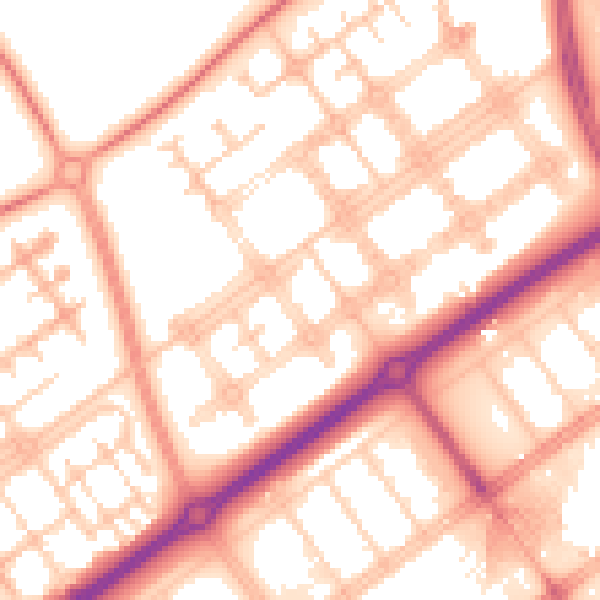 Daytime road noise heatmap for MK14 7DE