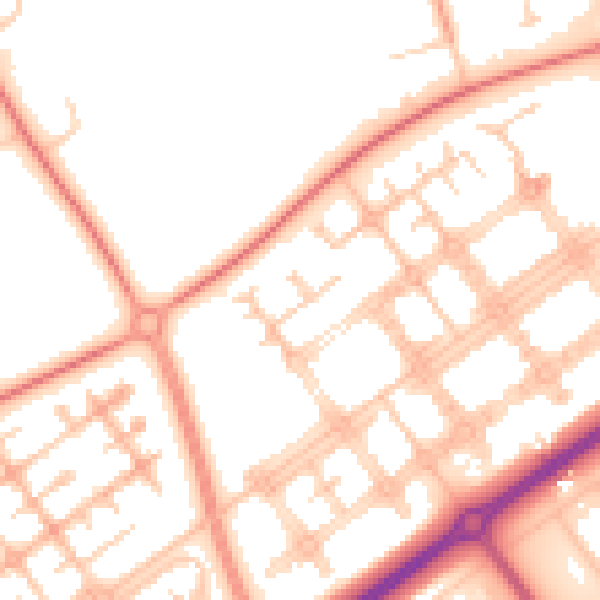 Daytime road noise heatmap for MK14 7DP