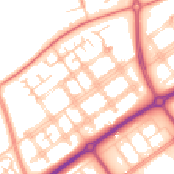 Daytime road noise heatmap for MK14 7EX
