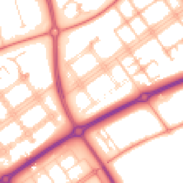 Daytime road noise heatmap for MK14 7LE