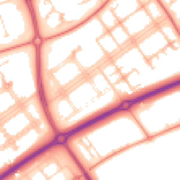 Daytime road noise heatmap for MK14 7LF
