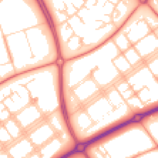 Daytime road noise heatmap for MK14 7LN