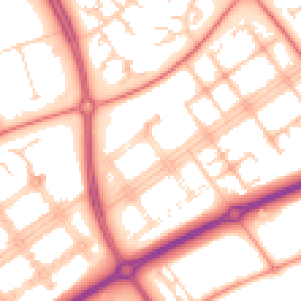 Daytime road noise heatmap for MK14 7LR