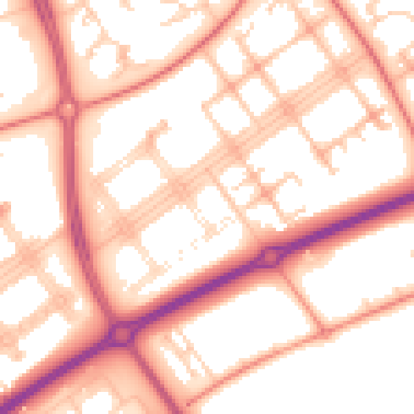 Daytime road noise heatmap for MK14 7LT