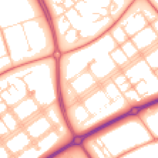 Daytime road noise heatmap for MK14 7LW