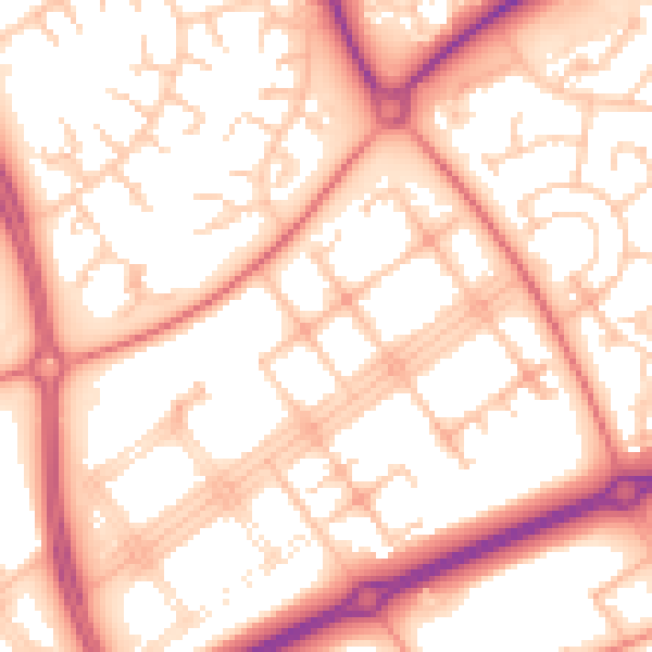 Daytime road noise heatmap for MK14 7PA