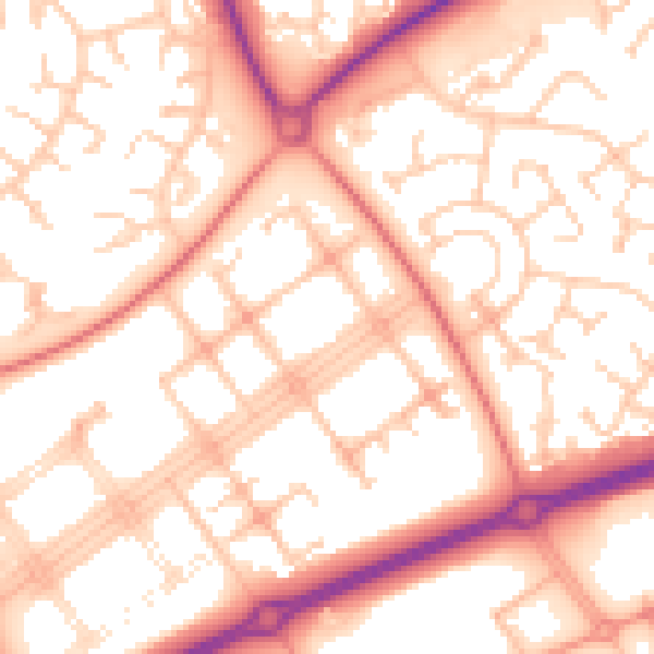 Daytime road noise heatmap for MK14 7PN
