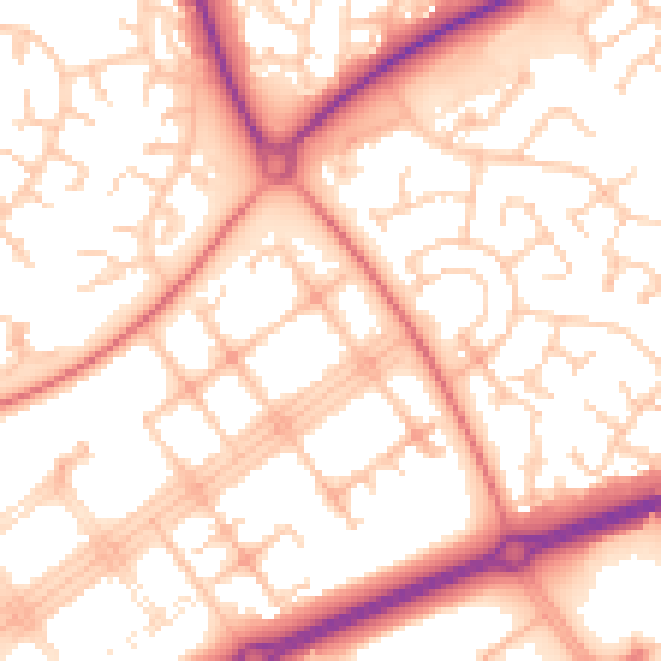 Daytime road noise heatmap for MK14 7PT