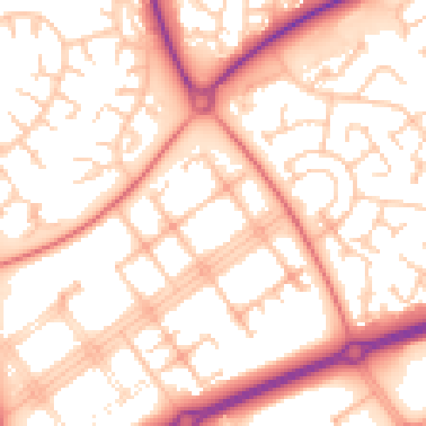 Daytime road noise heatmap for MK14 7PW