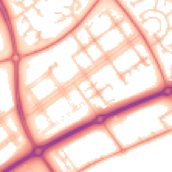 Daytime road noise heatmap for MK14 7RD