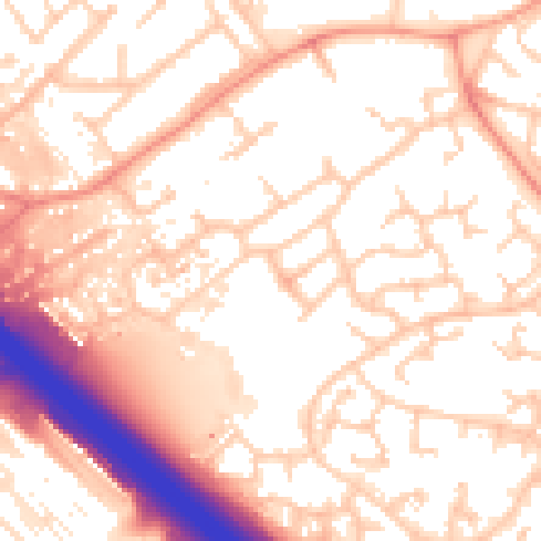 Daytime road noise heatmap for MK16 0BQ
