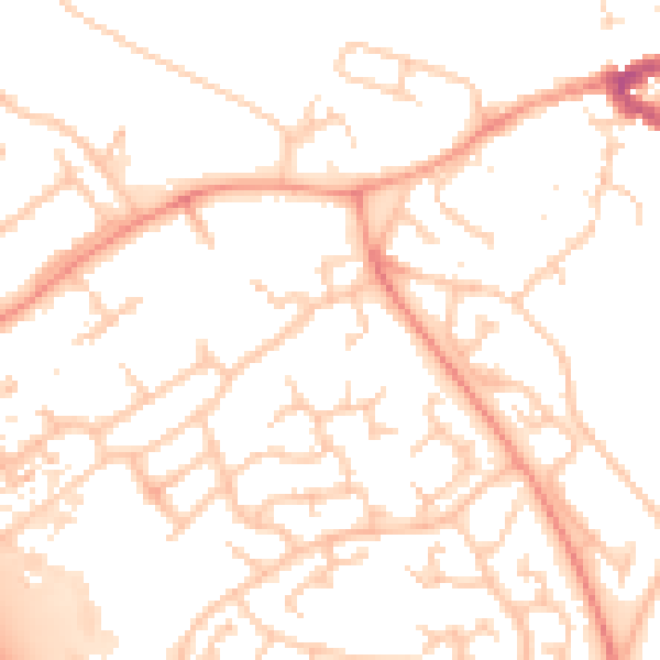 Daytime road noise heatmap for MK16 0JY