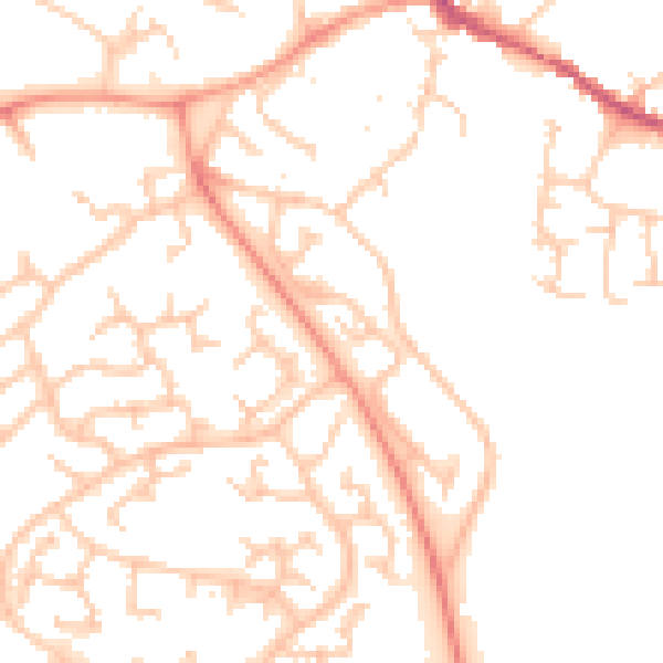 Daytime road noise heatmap for MK16 0LJ