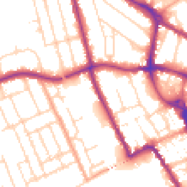 Daytime road noise heatmap for MK40 1DZ