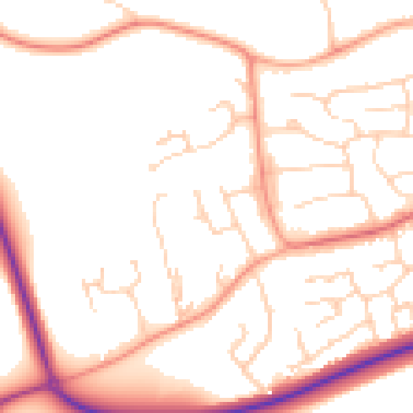 Daytime road noise heatmap for MK43 8UE
