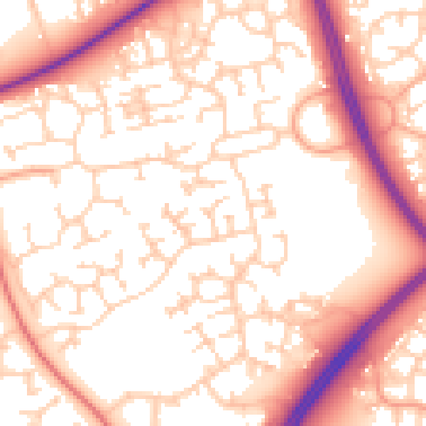 Daytime road noise heatmap for MK7 7LJ