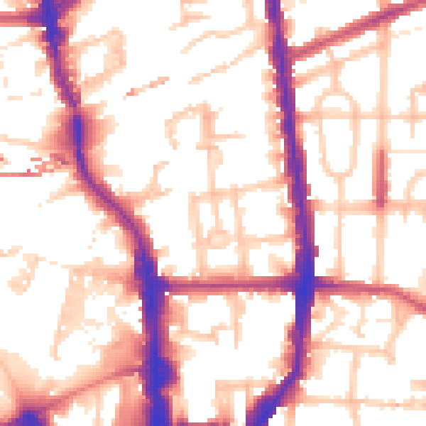 Daytime road noise heatmap for N1 0BF