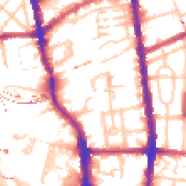 Daytime road noise heatmap for N1 0DD
