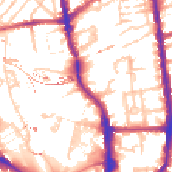 Daytime road noise heatmap for N1 0FP