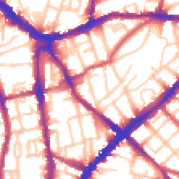 Daytime road noise heatmap for N1 2HG