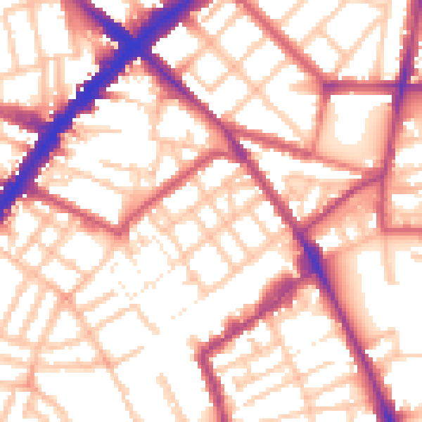 Daytime road noise heatmap for N1 7AG