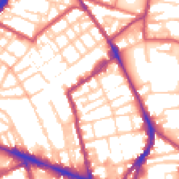 Daytime road noise heatmap for N1 7HA