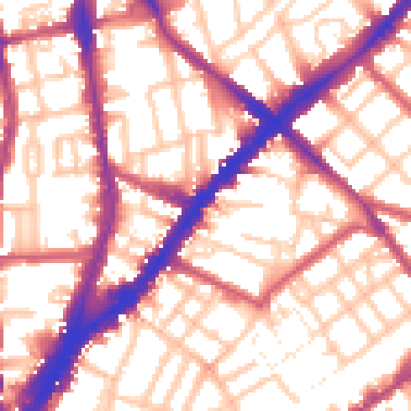 Daytime road noise heatmap for N1 8LU