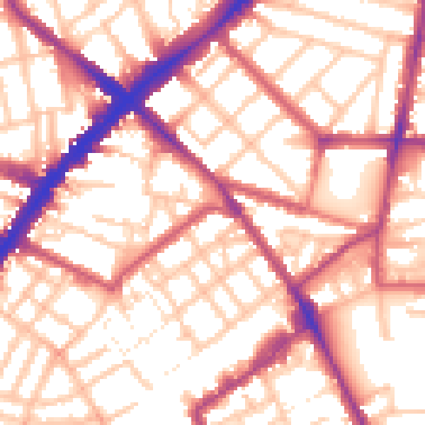 Daytime road noise heatmap for N1 8PN