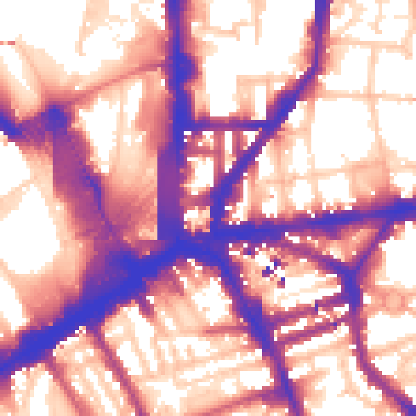 Daytime road noise heatmap for N1 9DW