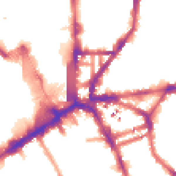 Night-time road noise heatmap for N1 9DW