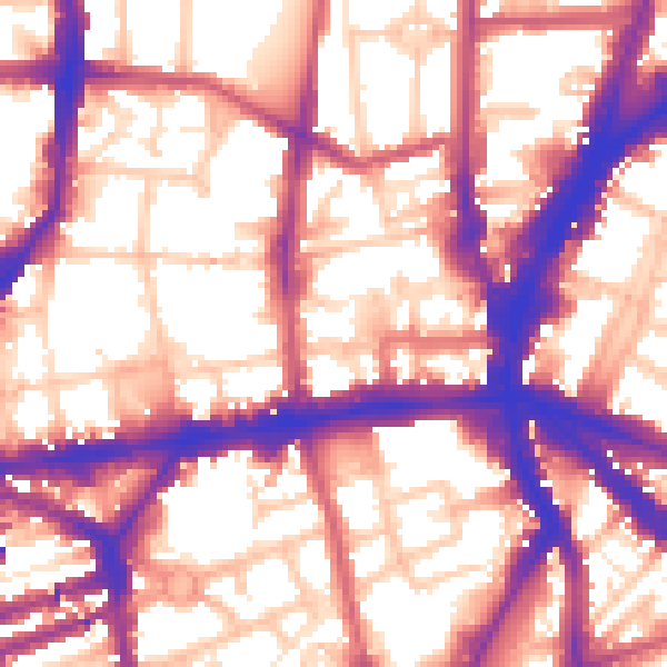 Daytime road noise heatmap for N1 9PH