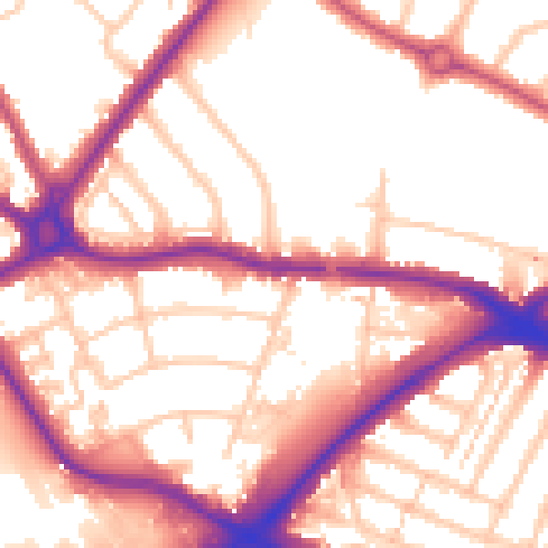 Daytime road noise heatmap for N11 1AA