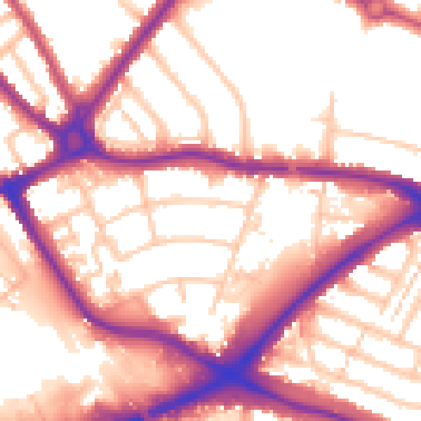 Daytime road noise heatmap for N11 1AJ