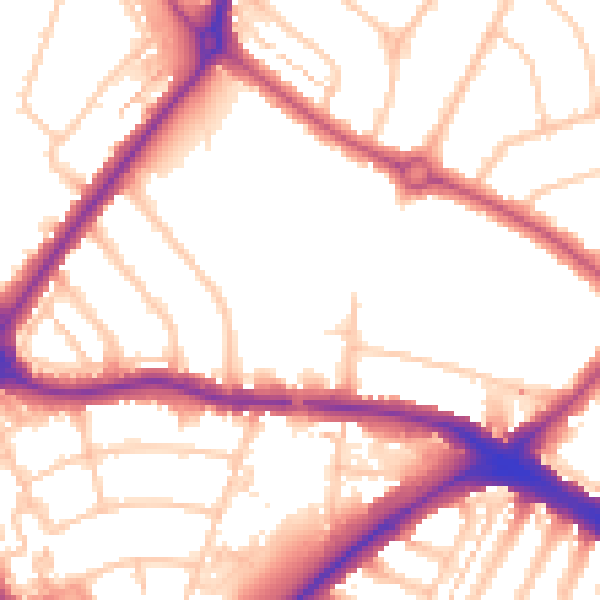 Daytime road noise heatmap for N11 1AQ