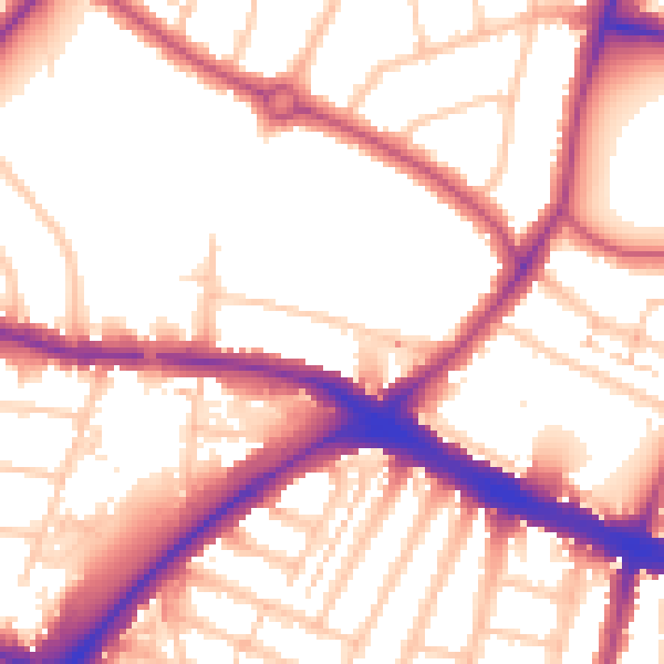 Daytime road noise heatmap for N11 1AS