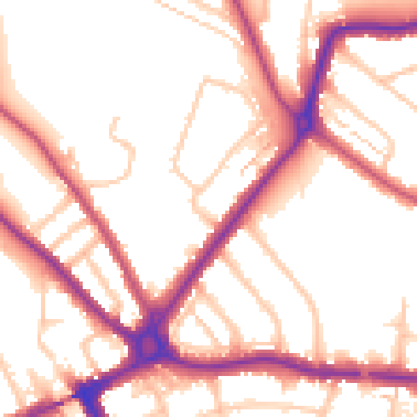 Daytime road noise heatmap for N11 1BX