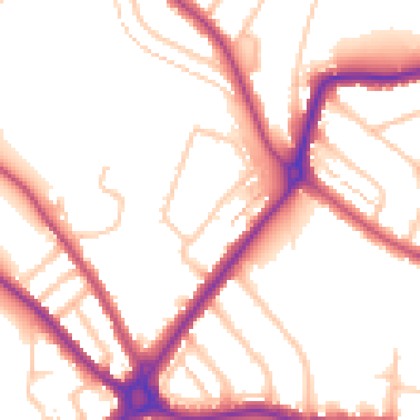 Daytime road noise heatmap for N11 1DE