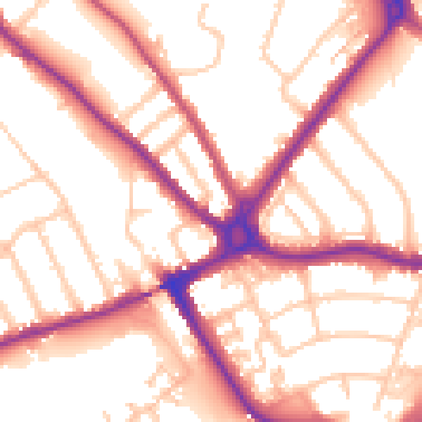 Daytime road noise heatmap for N11 1NH