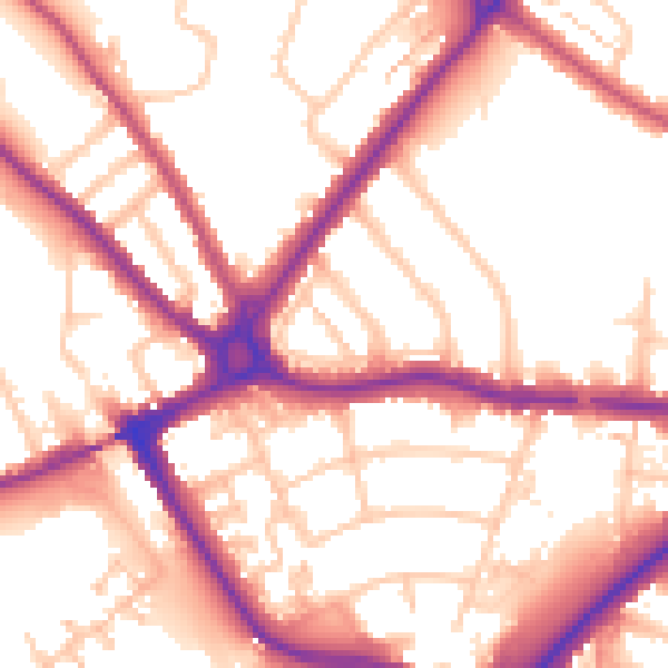 Daytime road noise heatmap for N11 1PE