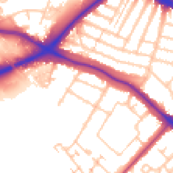 Daytime road noise heatmap for N11 2AB