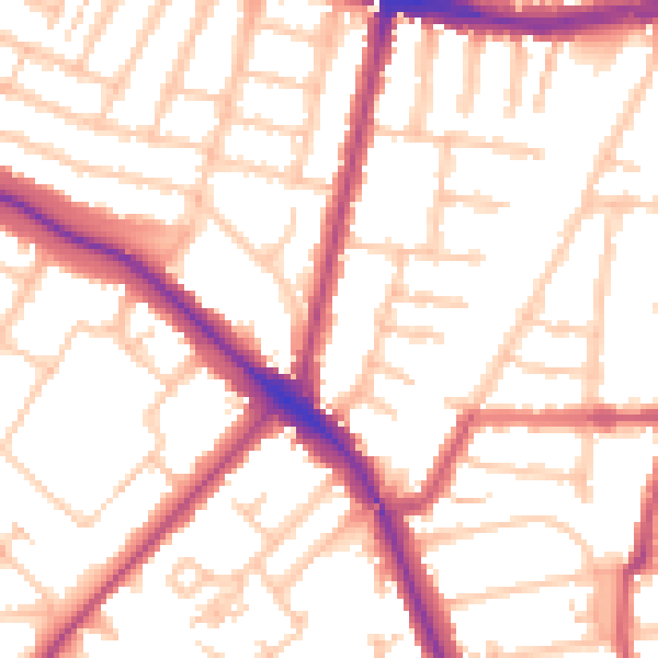 Daytime road noise heatmap for N11 2DE