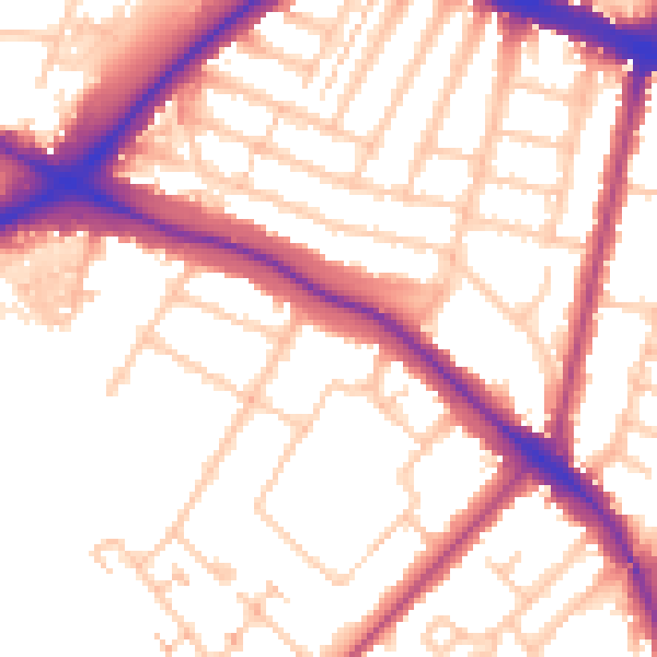 Daytime road noise heatmap for N11 2DY