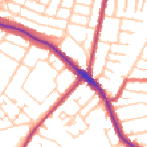 Daytime road noise heatmap for N11 2EG
