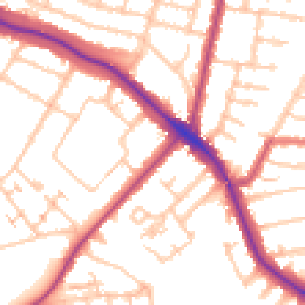 Daytime road noise heatmap for N11 2EH