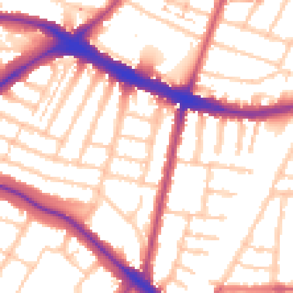 Daytime road noise heatmap for N11 2HU