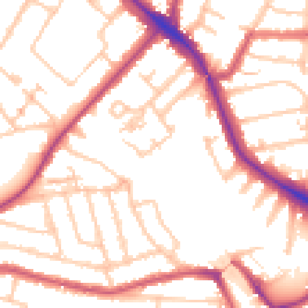 Daytime road noise heatmap for N11 2JL