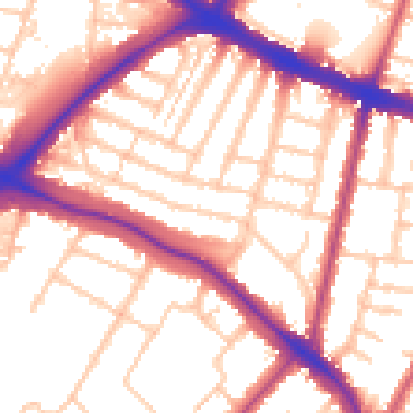 Daytime road noise heatmap for N11 2JR