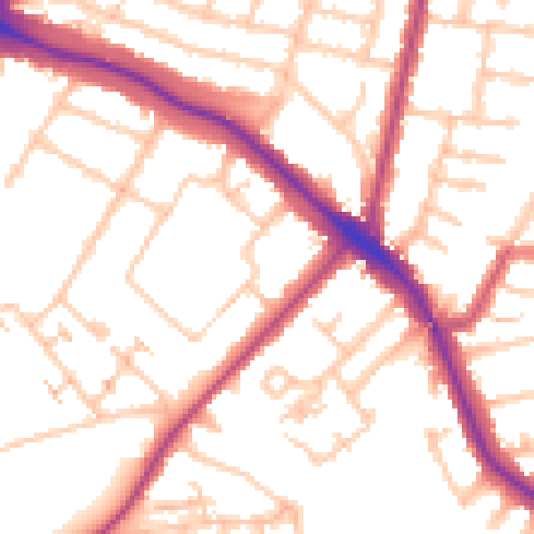 Daytime road noise heatmap for N11 2PA
