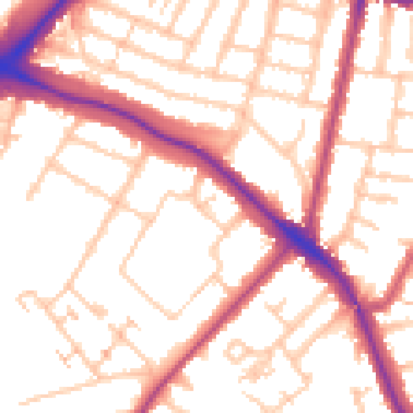 Daytime road noise heatmap for N11 2PE