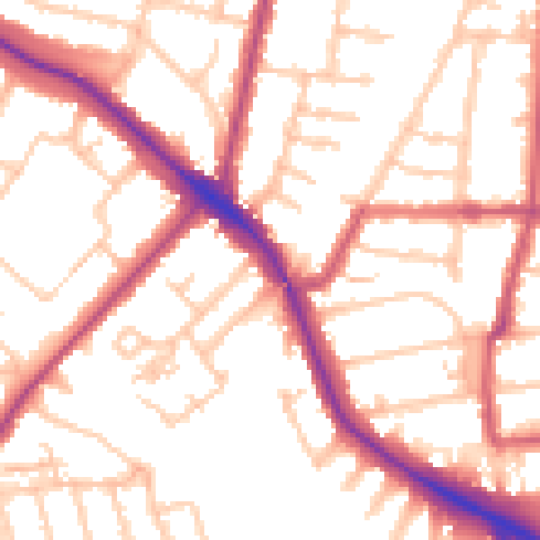 Daytime road noise heatmap for N11 2PP